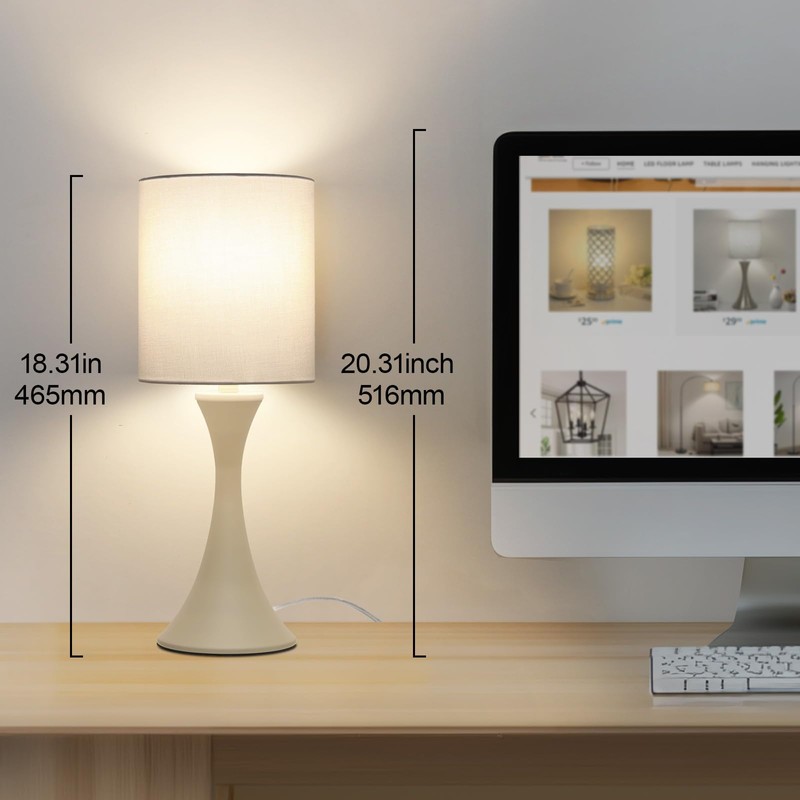 Dimmable Bedside Lamp, 3 Way Touch Control Table Lamp, Modern