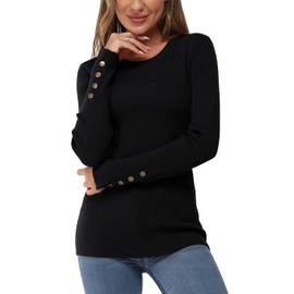 Newshows Long Sleeve Tops for Women UK Black Women's Jumpers Crew Neck Ladies Fit Knitted Jumpers Warm Sweater