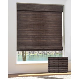UNISHADES Cordless Bamboo Roman Shades for Windows, Blinds Size (31.5" W ×64" H) Colour (BDP-Espresso)