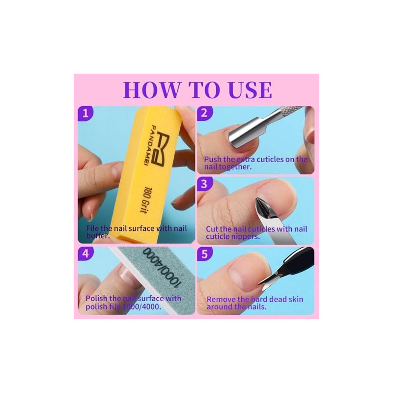 Fandamei Bloque Pulidor De Uñas, 10 Piezas Con Diferentes Granos,