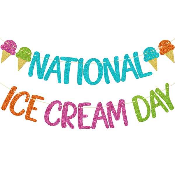 National Ice Cream Day Banner, Ice Cream Bar Decor, Summer
