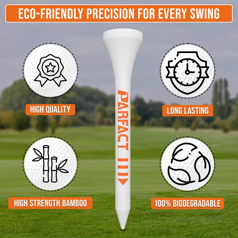 ParFact Golf Tees Wooden | Pack of 30 | Durable