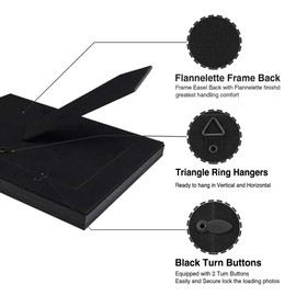 LaVie Home 5x7 Picture Frames (3 Pack, Black Wood Grain) Rustic Photo Frame Set with High Definition Glass for Wall Mount & Table Top Display