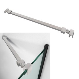 Shower Door Support Bar, 15.74 Inch (400mm) Long Stainleess Steel Rod to Fix Glass Door to Wall, for 1/4"(6mm), 5/16"(8mm), 3/8"(10mm) Frameless Glass Panel, Brushed Silver