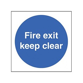 Caledonia Signs 11606B Fire Exit Keep Clear Sign, Rigid Plastic, B: 80 mm x 80 mm,White