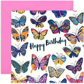 Butterfly Themed Birthday Cards for Her - Young Girl or Adult Birthday Cards - Bright Bold and Colourful Butterfly Birthday Design - Gifts for Them - For Daughter Granddaughter Niece Aunt