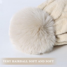 MIYING Winter Hats Women Knitted, Fleece Lined Winter Beanies for Women with Pom Pom Warm Thick Beanie Hats Tuque Femme Hiver Black