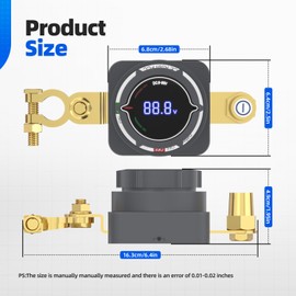 Battery Disconnect Switch, Hoodutric On/Off 5-80V Top Post Car Battery Disconnect Switch with Voltmeter Power Cut Master Disconnect Isolator for Car Truck RV and Boat