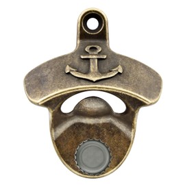 Luwanburg Brass Magnetic Bottle Opener Wall Mounted Anchor Beer Cap Opener Boat Mounted for Nautical Beach House (Antique Bronze)