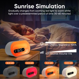 APUZOM Light Alarm Clock Sunrise Wake Up Light Bluetooth Speaker with Alarm Clock
