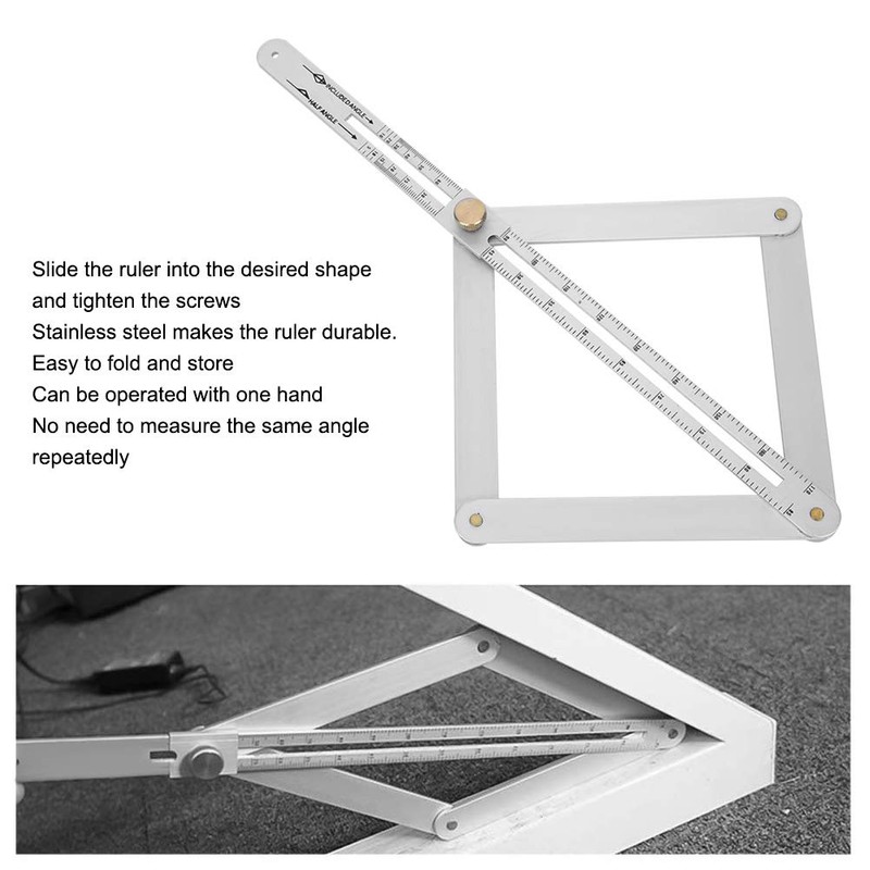 Corner Angle Finder, 4?Fold Multifunctional Angle Measuring Ruler, 0-170° Goniometer