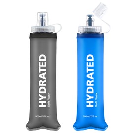 WEMEET 500 ml Foldable Sports Water Bottle, Pack of 2, Leak-Proof, Collapsible Soft Water Bottle with Volume Scale, BPA-Free, Soft Flask for Camping, Jogging, Cycling