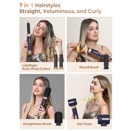 UKLISS Hair Dryer Brush 7 in 1，110000 RPM Hot Air Brush Hair Styler for Curly Straight & Twisted Hair Professional Ionic Brush Blow Dryer for Salon-Quality Styling, Blue