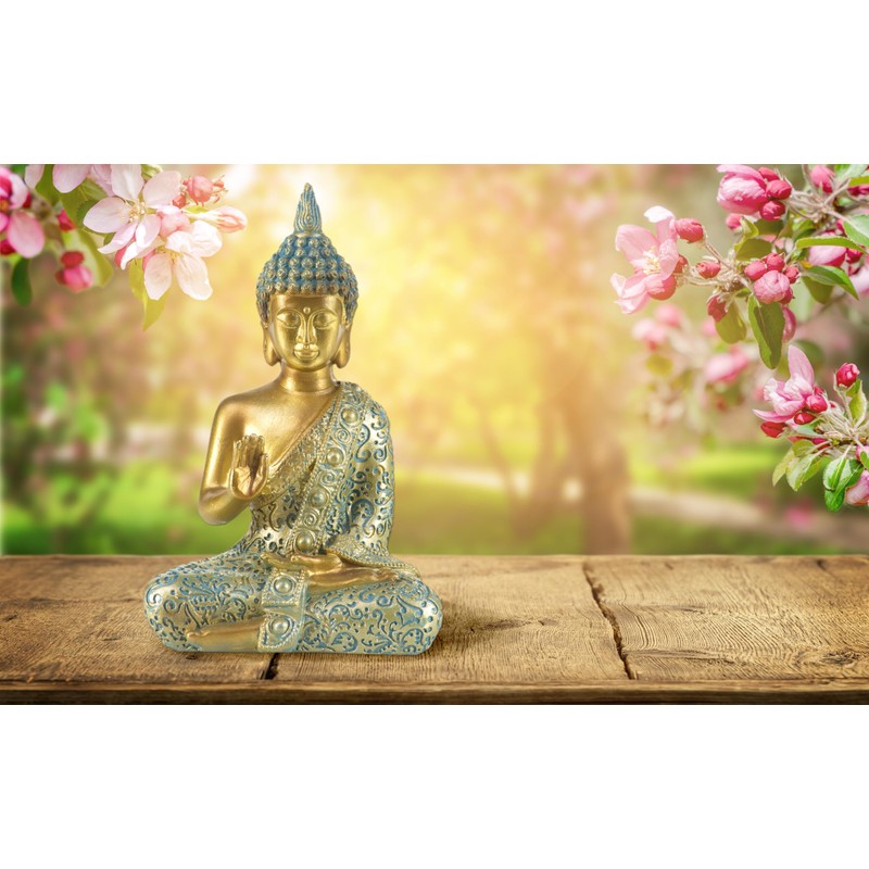 Schneemann-Versand Buddha Figurine Gold & Mint (15 cm) - Spiritual