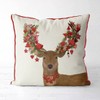 Kelly Stevens-McLaughlan, Deer Cranberry Orange Decorative Wreath Christmas Cushion /