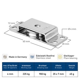 SPRENGER Block for Wire 4 mm Stainless Steel Bearing