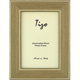 Tizo 4 x 6" Inch Double Gold Border Wood Gray Picture Frame