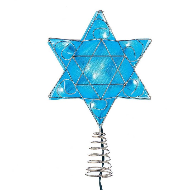 Kurt Adler UL 10-Light LED Silver and Blue Hanukkah Star