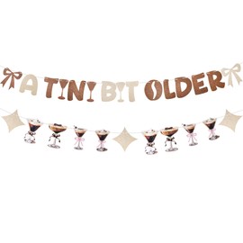 2 Pcs Espresso Martini Banner, Glittery Birthday Banner Garland for Martini Bachelorette Bridal Birthday Bar Party Decorations