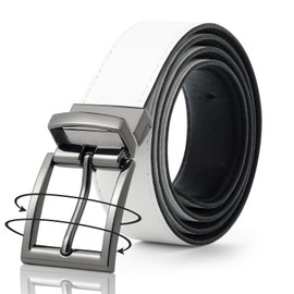 Kajeer Reversible Leather Belts for Men - Two Color-in-One Belt for Jeans Mens Black Belt with Rotated Buckle