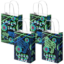 24 Pack Laser Tag Party Favor Bags for Kids – Battle Goodie Bags with Handles, Laser Birthday Decorations, Laser Tag Party Supplies for Boys