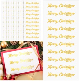 AmazingSpark 200 Pcs 20 Sheet Gold Script Merry Christmas Stickers Merry Christmas Script Mini Foil Adhesive Decals Self-Adhesive Xmas Stickers for Crafts Scrapbooks Holiday Cards Presents