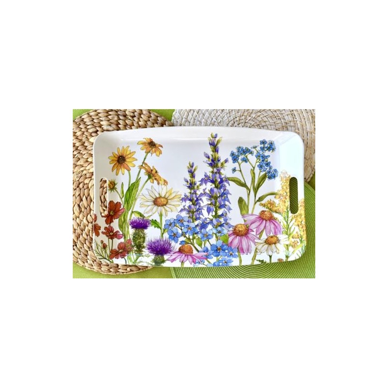 Bamboo Table Wildflowers Eco-Friendly 18" x 12" Serving Tray