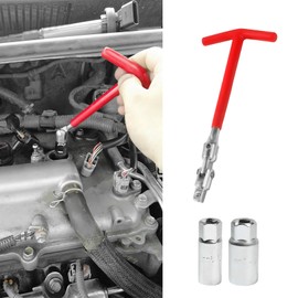 Rebvugr Spark Plug Socket Wrench, Spark Plug Tool, T-handle Spark Plug Wrench 16mm (5/8") & 21mm (13/16") Remover Installer, Spark Plug Socket Set for Most Cars Motorcycles Lawn Mowers