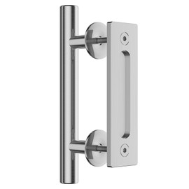 CCJH 9.5" Stainless Steel Sliding Barn Door Handles Pull Flush Hardware Set,Double Side for Gates Garages Sheds Furniture