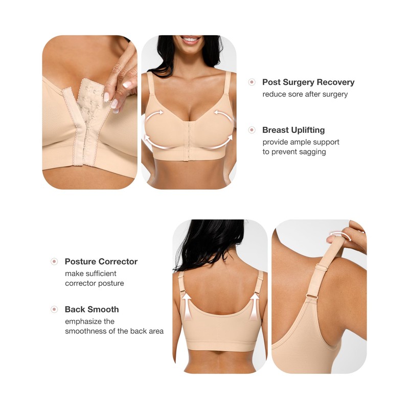 FeelinGirl para Mujeres Post-Surgical Minimizer Bra Breast Augmentation Easy-Care Wireless