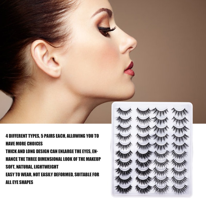 20 Pairs 6D False Eyelashes 4 Styles Long Thick Semi