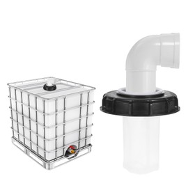 sourcing map 163mm IBC Lid Filter Cover, 90° Plastic IBC Tote Hose Adapter 1000L Rainwater Tank Container with Washable Nylon Filter for 275 Gallon Water Tanks, Black/White