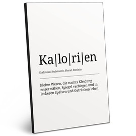 ARTFAVES® Wooden Picture - German Word Explanation / Duden Definition: Kalorien – Black and White Decorative Wall Picture Wooden Sign with Saying / 19 x 28 x 1 cm / Living Room / Bedroom