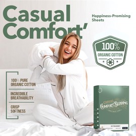 TEXAS LINEN CO. 100% Organic Cotton Percale Weave Fitted Sheet Twin Size, Ivory, 1 Deep Pocket Twin Fitted Sheet, Fits Mattress Upto 16" Crisp and Cool Bed Linen, Luxury GOTS Certified Sheets