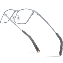 FONEX Pure Titanium Glasses Frame Men Square Eyeglasses Optical Eyewear F8827 (85874 Silver, Clear)