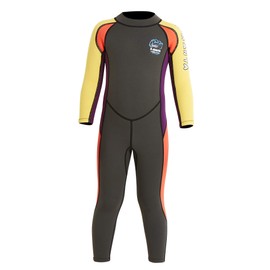 DIVE & SAIL Kids Warm Wesuit One Piece Long Sleeve Full Suits Thermal Swimsuits UPF 50+ Sun Protection Swimwear for Boys Grey XXL