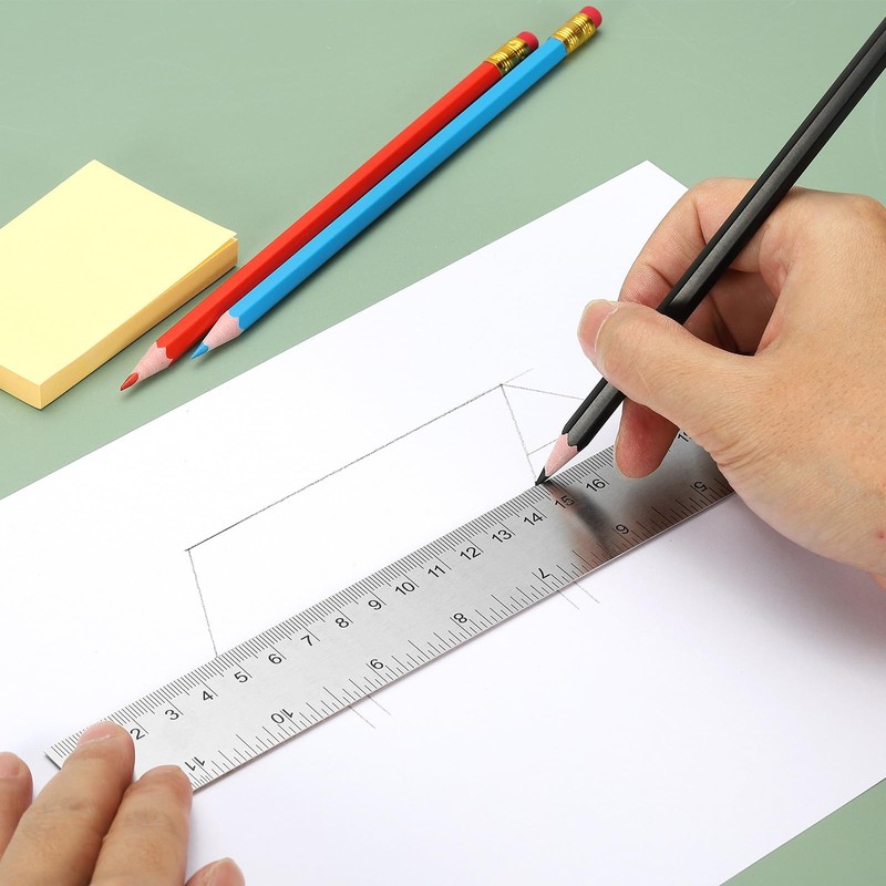 PATIKIL Stainless Steel Ruler Cork Backed, 18 Inch Straight Edge