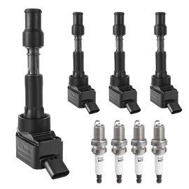 Ignition Coil Packs and Spark Plugs fit for 2.0 2.0L L4 2016 2017 2018 2019 2020 2021 Hyundai Elantra, Hyundai Sonata Veloster Kona, Kia Forte, Kia Optima, UF816 GN10877, Set of 4