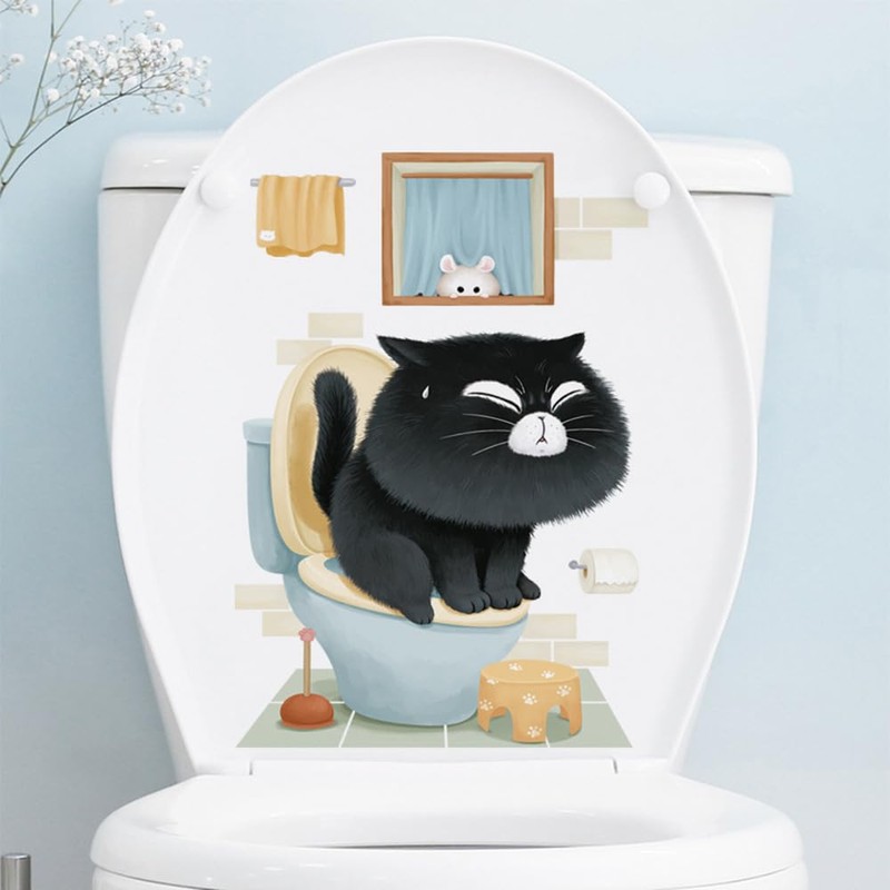 Fujitoya Toilet Wall Decor, Plants, Cats, Scandinavian Wall Decor, DIY,
