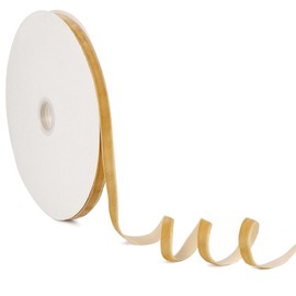 DERAYEE Khaki Velvet Ribbon, 3/8 Inch 30 Yards Vintage Thin Velvet Satin Ribbon for Christmas Tree Wreath Decoration DIY Craft Gift Wrapping