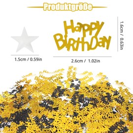 Konfetti Happy Birthday Tischdeko 18 Geburtstag, Streudeko Geburtstag, Konfetti Gold Silber Schwarz,Happy Birthday,Glitzer für Hochzeit Jubiläum
