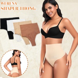 Tummy Control Thong Shapewear for Women High Waisted Body Shaper Panties Shaping Thong Girdle Underwear(01# Mid Waisted Beige(slimmming),XX-Large)
