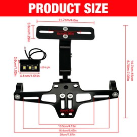 HIULLEN Kennzeichenhalter Motorrad, Verstellbarer Kennzeichenhalterung, Nummernschildhalter, Universal CNC Aluminiumlegierung Verstellbarer Motorrad für die Meisten Gängigen Motorradmodelle