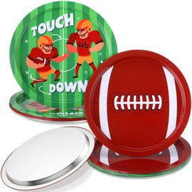 Nuogo 8 Pcs Football Metal Plates 12.6 Inch Football Iron Cookie Plates for Party Reusable Footbal Serving Trays Round Football Snack Dessert Candy Dish Plates for Football Birthday Gameday Parties