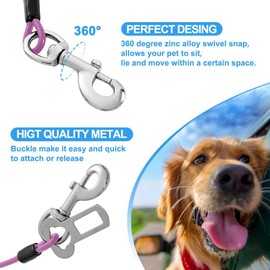 Mi Metty Dog Car Seat Belt, Dog Car Harnesses Chew Proof Steel Rope Cable, Waterproof Dogs Safety Belt, Vehicle Harnesses with Double Clips and Latch Attachment