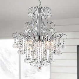 WUZUPS Crystal Chandelier 5-Light Pendant Ceiling Light Modern Lighting Fixture for Bedroom Hallway Bar Kitchen Bathroom, H 22.6'' x W 19.2'', E12 Base, Chrome
