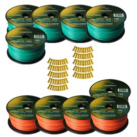 Harmony Audio Primary Single Conductor 12 Gauge Power or Ground Wire - 10 Rolls - 1000 Feet - Green & Orange for Car Audio/Trailer/Model Train/Remote