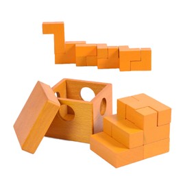 3D Wooden Cube Puzzles Wooden Brain Teaser Puzzle Gift Desk Puzzles Geometric Intellectual Jigsaw Logic Puzzle Educational Games Toy for Kids and Adults by AHYUAN