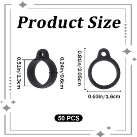 GORGECRAFT 50Pcs Silicone Rubber Rings Anti-Lost Black Adjustable Ring Holder 13mm Multipurpose Cases Necklace Lanyard Replacement Pendant Carrying Kit for Pens Keychains Office Sport