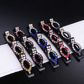 Double Bangs Hair Clips with Rhinestones, Crystal Braided Hair Accessories, Side Bangs Hair Pins for Women